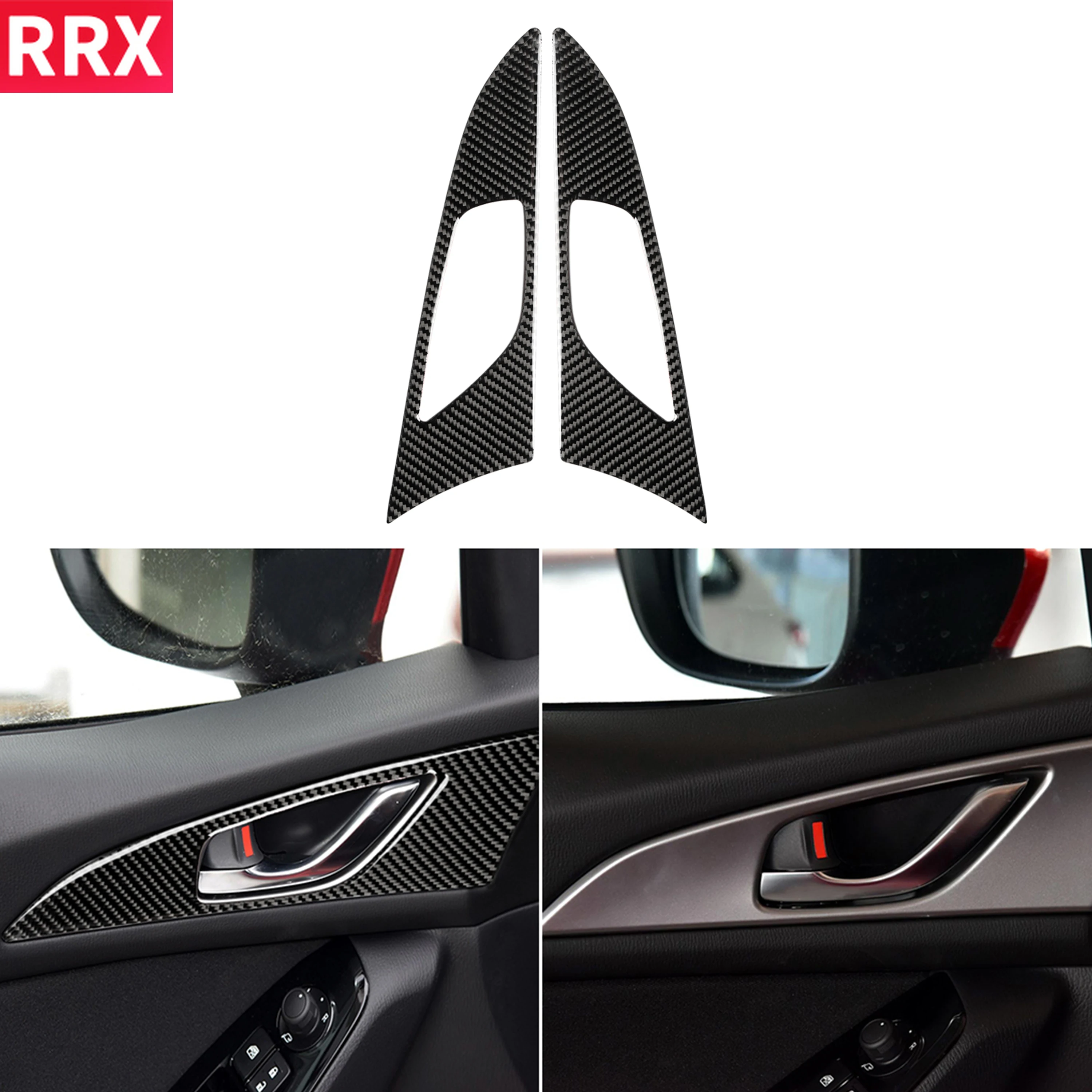 

For Mazda3 Axela 2013-2016 Car Accessories Carbon Fiber Interior Sticker Inner Door Handle Panel Frame Trim Decoration Cover