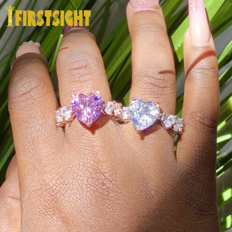 Новинка 2021 кольцо из розового золота с розовым фианитом в форме сердца