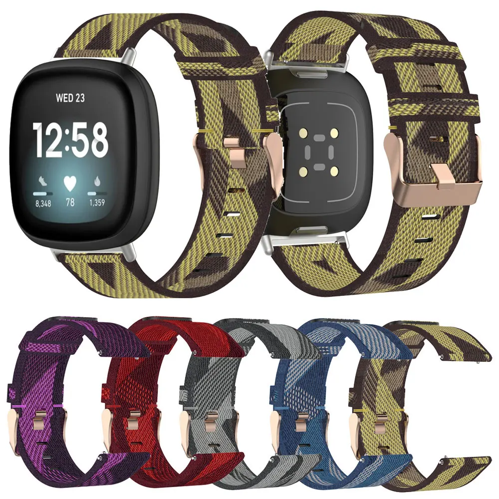 

Nylon Watch Strap For Fitbit Versa3/Sense Versa 3 Wrist Band Bracelet Smartwatch Waterproof Breathable Watchband Accessories
