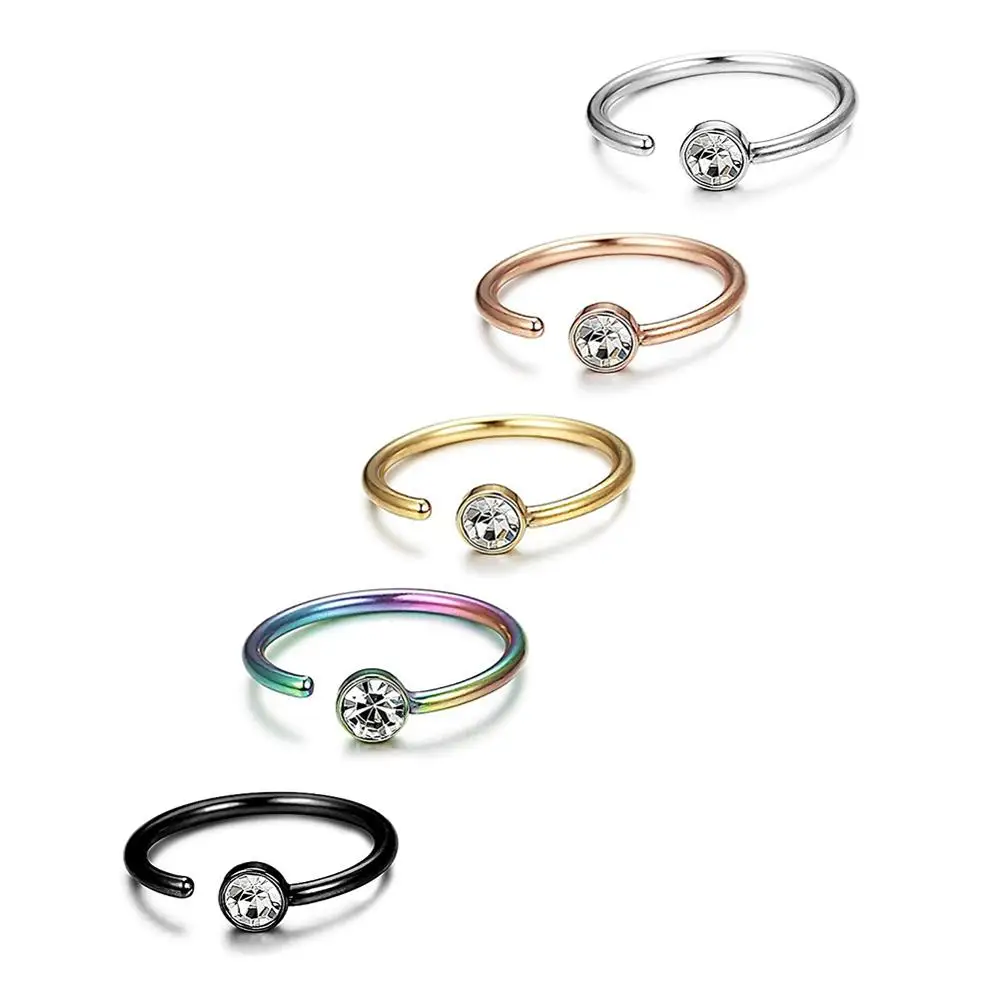 Мода 2 шт. C-образная нержавеющая сталь стразы кольцо для носа Кристалл пирсинг