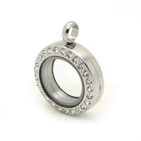 10pcslot 20mm silver plated stainless steel with crystal floating locket magnetic open locket pendant