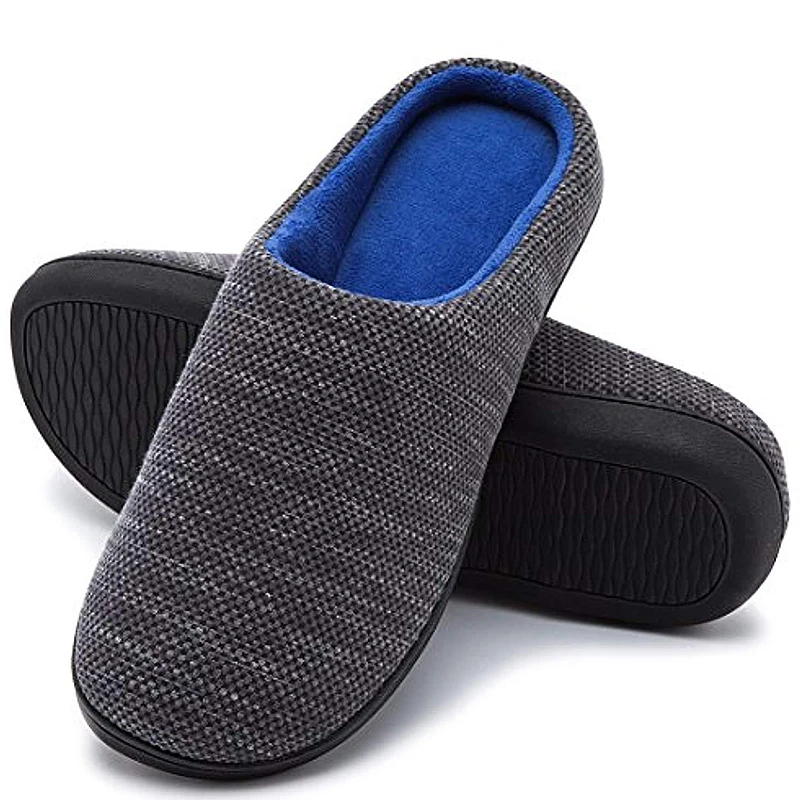 

2021 Men's Slippers Memory Foam Winter House Slippers Velvet TPR Home Slippers Male Soft Designer Bedroom Shoes for Man Indoor