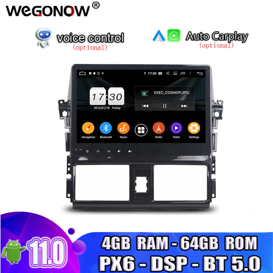 PX6 10 1 &quot2DIN Android 11 0 для Toyota VIOS YARIS 2013 2014 2015 4 Гб ROM 64 ГБ Автомобильный DVD-плеер Wifi