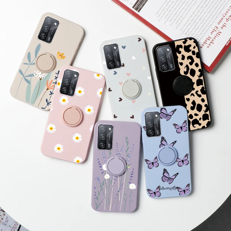 Coque For Case Oppo A55 a55 Ring Holder Back Capa For OPPO A55 5G TPU Bag For a 55 A 55 Etui On For OPPOA 55 oppoa55 Matte Shell