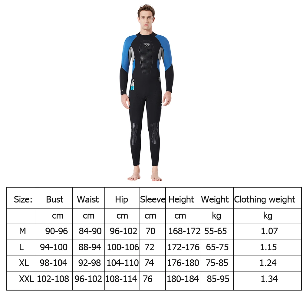 

3mm Neoprene Wetsuit Men Scuba Diving Suit Surfing Wear One Piece Set Spearfishing Cold-proof Snorkeling Winter Swimsuit
