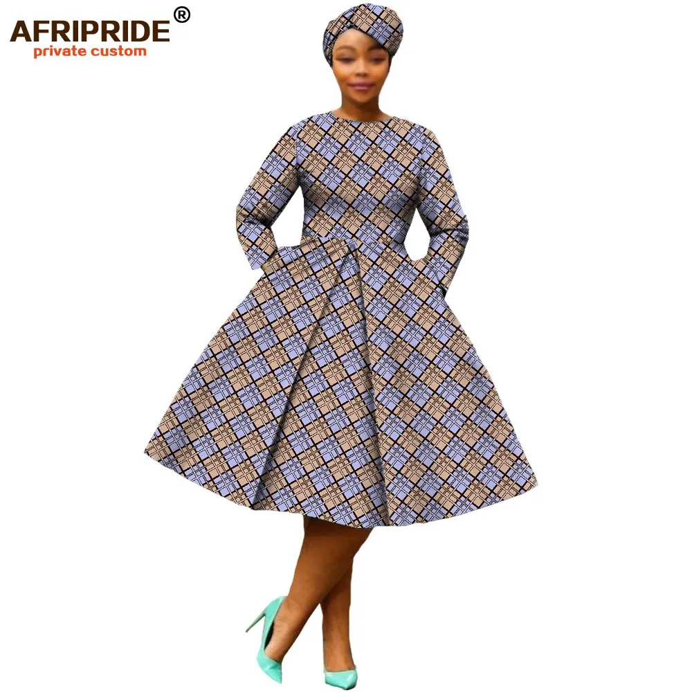 Африканская одежда, Осеннее женское платье AFRIPRIDE, длинный рукав, длина до середины икры, бальное платье, женское Повседневное платье с головным убором A7225111 - Цвет: 310X