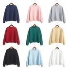 Женские свитшоты 2021, милые корейские вязаные пуловеры с круглым вырезом, плотные весенне-осенние свободные толстовки карамельных цветов, однотонная женская одежда