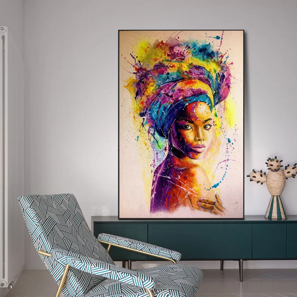 

African Black Girl Canvas Art Decorative Paintings Women Poster and Prints for Home Wall Living Room Wall Decoration Pictures