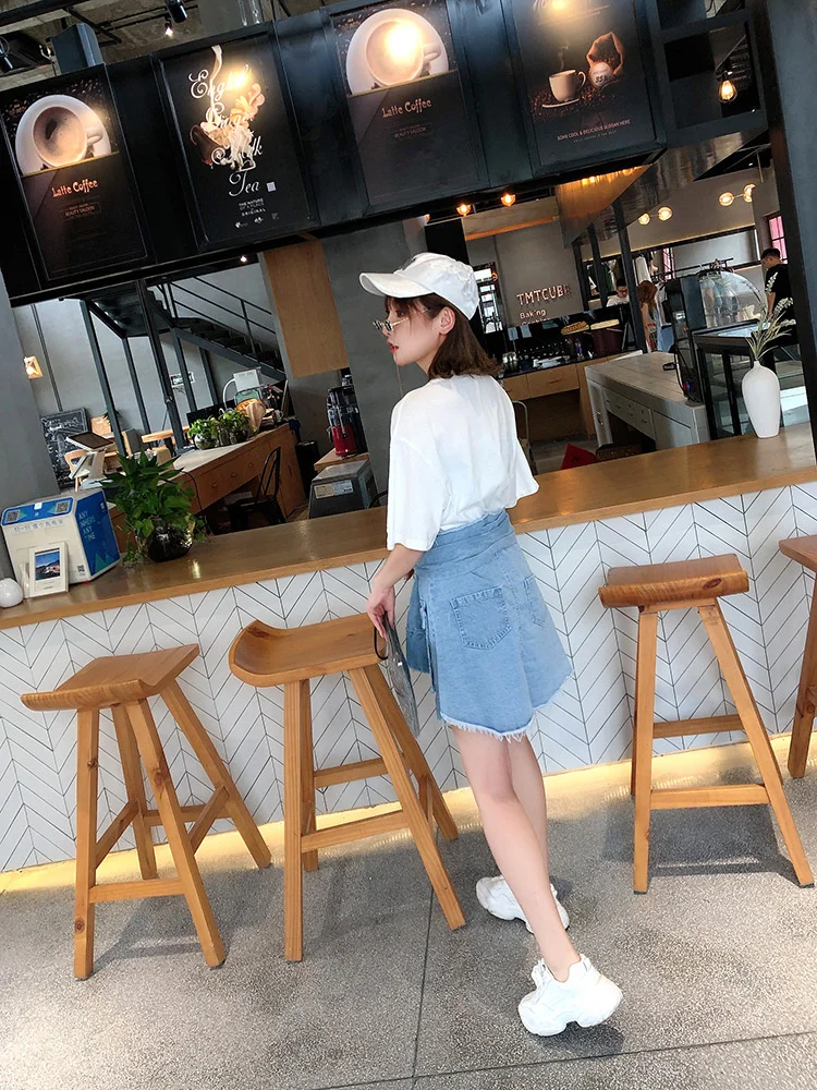 

QING MO Diamonds Character Print Skit Set Women 2021 Summer Short Sleeve T-shirt + Spliced Denim A-line Skirt Casual QYF299A