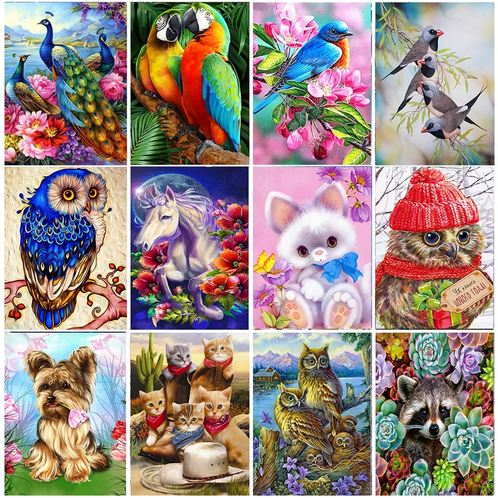5D алмазная живопись сделай сам Сова павлин животные вышивка Круглая Мозаика