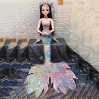 60cm mermaid bjd dolls fashion dress outfit joints princess make up wig accessories cute 13 real doll for girls plastic diy toy