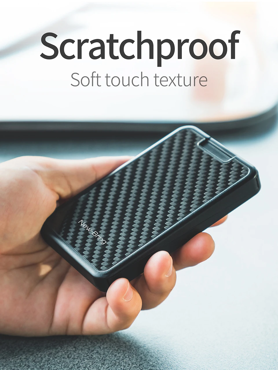 NewBring Slide Wallet RFID Блокировка углеродного волокна Кредитная ID держатель для карт для мужчин женщин мужской женский карта деньги минималистичный кошелек