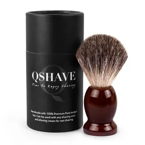 Qshave Мужская щетка для чистых волос для бритья деревянная 100% для бритвы с двойным краем безопасная классическая щетка для безопасносного бритья