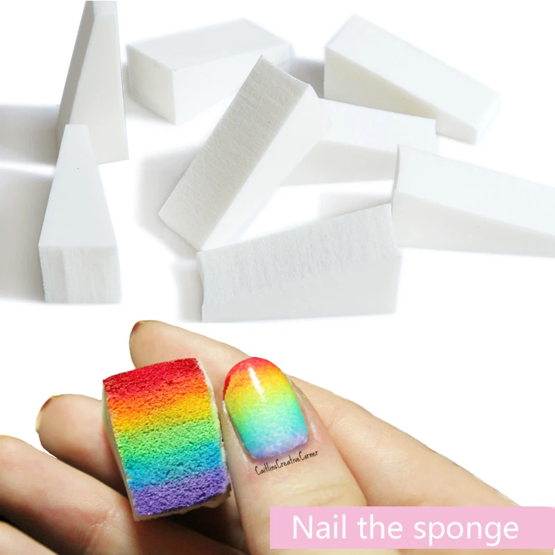 8 шт./компл. градиентные мягкие губки для дизайна ногтей цветного выцветания