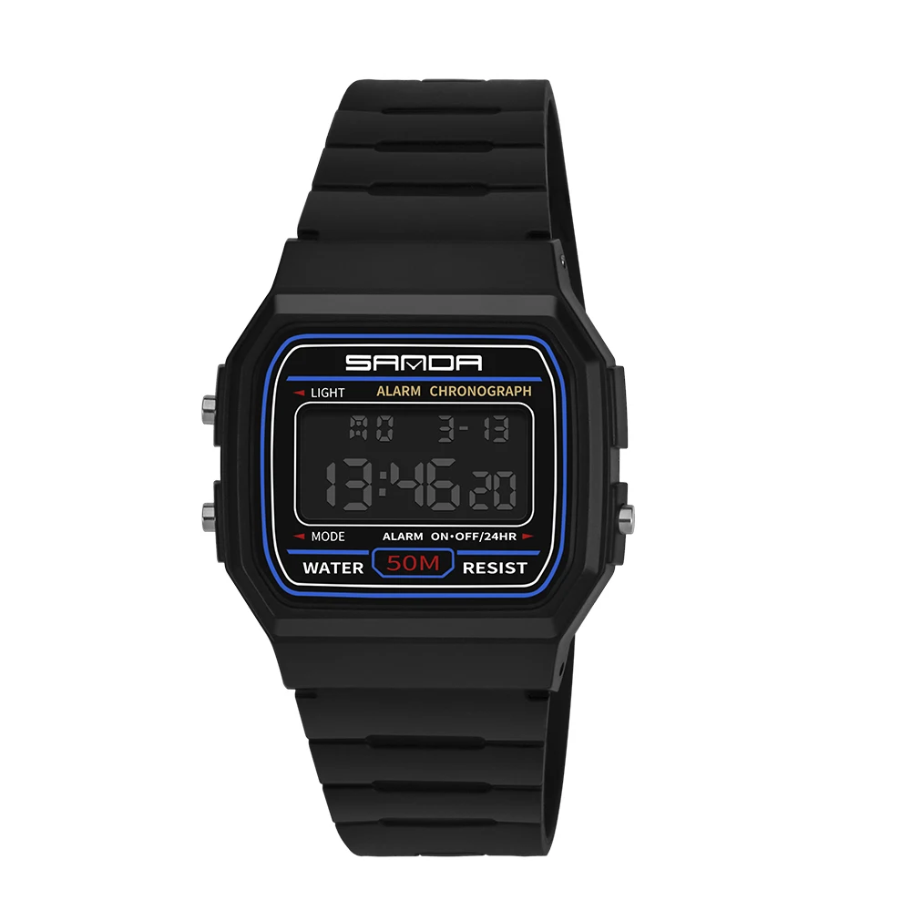 All Black SANDA Kids Watches Anti-Shock 5Bar Waterproof Outdoor Sport Children Watches Fashion Digital Watch Relogio Masculino - Цвет: All Black