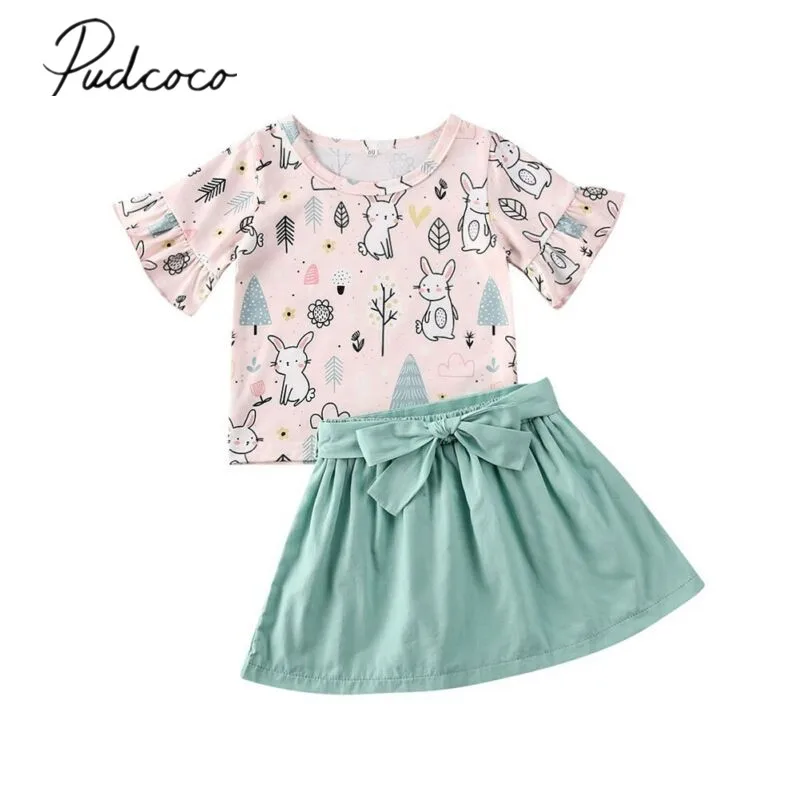 2020 Детская летняя одежда для малышей детей маленьких девочек Пасхальный кролик
