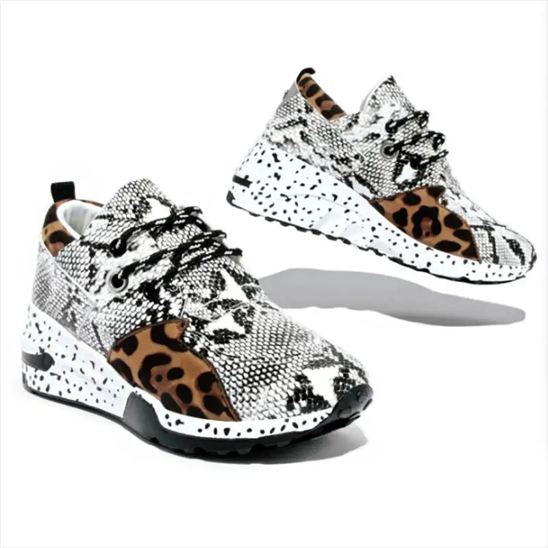 

Women Sneakers 2021 Leopard Print Lace-Up Women's Vulcanize Shoes Platform Sports Ladies Sneakers Breathable Plus Women Shoes