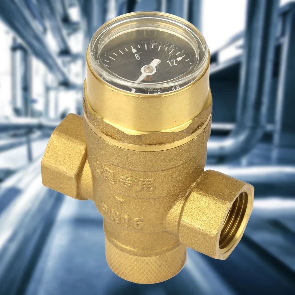 

DN15 1/2" Brass Water Pressure Reducing Maintaining Valves Regulator Adjustable Relief Valves with Gauge Meter