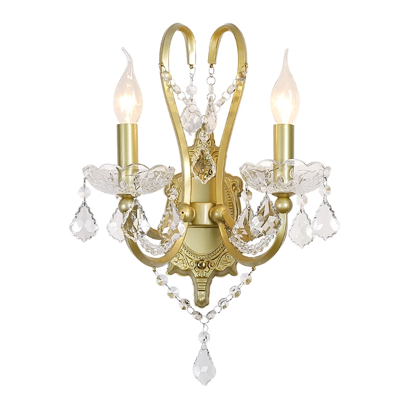 

Modern Hotel Home Decor Double Heads Crystal Wall Bracket Lamp High Quality Bedside Creative Wall Sconces Lights