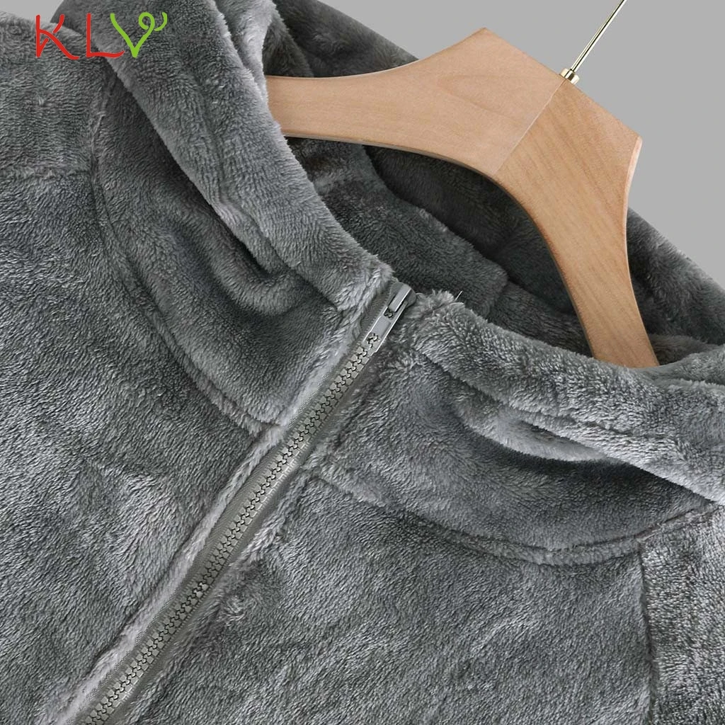 

Women Jacket Hooded with Ears Plush Fleece Long Sleeve Winter Warm Coat Casual Windbreaker Plus Size 2019 Overwear Jackets 19Aug