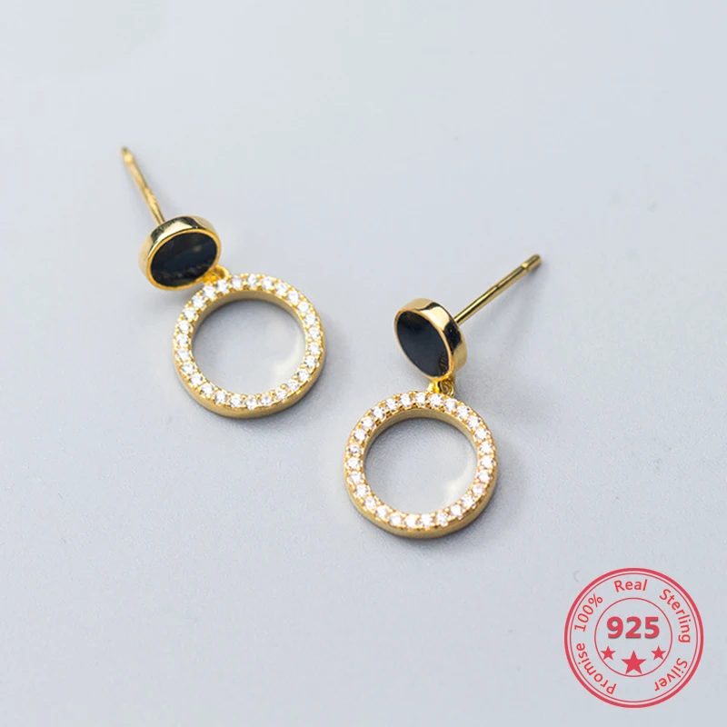 2020 горячая Распродажа шикарные 925 пробы серебряные серьги INS простой стиль черный