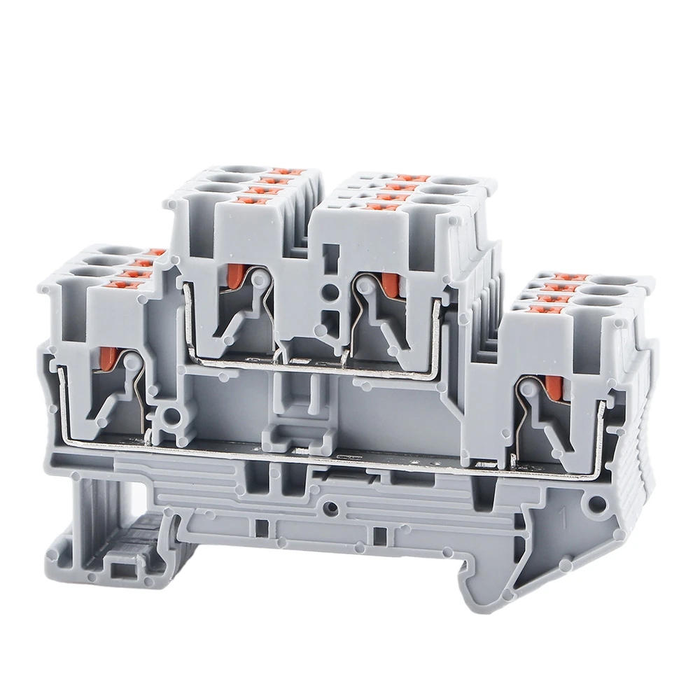

Din Rail Terminal Block PTTB-2.5 Electrical Connector Double Layer Spring Wiring Connection Wire Conductor 10pcs Terminal Block