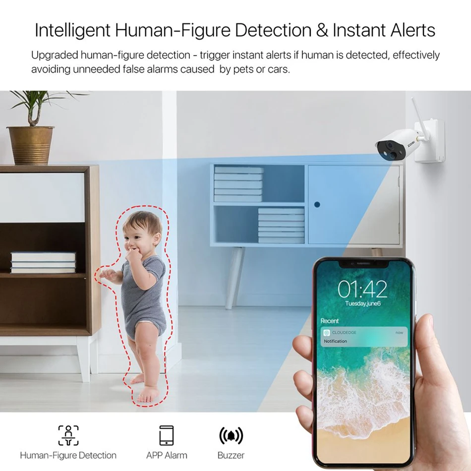 Zosi Беспроводной ip камера видеонаблюдения с поддержкой Wi Камера Батарея или на