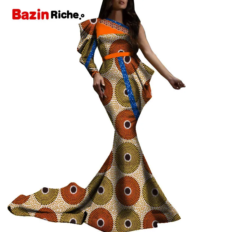 African Dress Women Conference Wedding Party Floor Length Patwork Special Date Dashiki Print Ankara Fashion Wear Clothing WY025