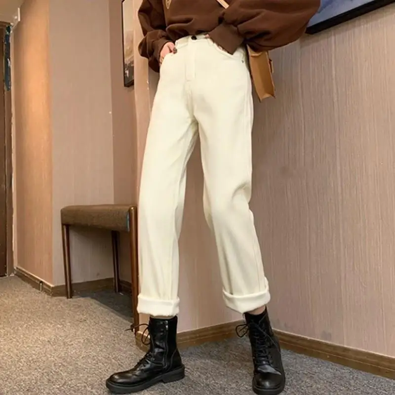 Женские джинсы с высокой талией одежда широкими штанинами джинсовые штаны