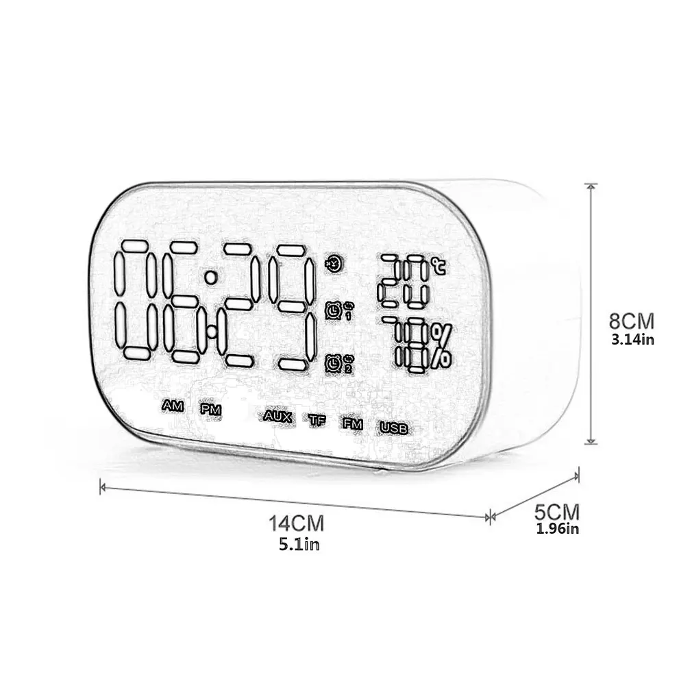 

S2 Portable Wireless Speaker Support Temperature LCD Display FM Radio Alarm Clock Wireless Stereo Subwoofer Music Player