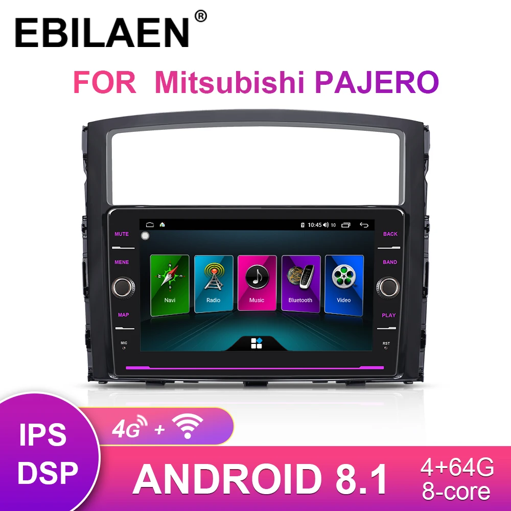 EBILAEN автомобильный DVD радио плеер для Mitsubishi PAJERO 4 мультимедиа 2din Android 8,1 радио gps навигация V90 V97 камера заднего вида