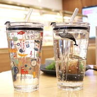 straw cup with lid water bottle lids straw cup coffee drink decoration cool logo