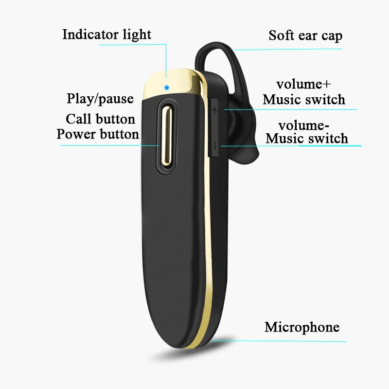Bluetooth Earphone YA06 Stereo 280mAh Battery 120 Days Standby with Microphone HD call headset wireless earphones | Электроника