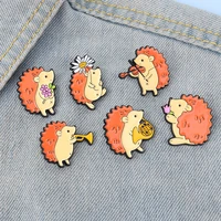hedgehog musician audience enamel pins music band brooch lapel badge bag cartoon animal jewelry gift for kids friends