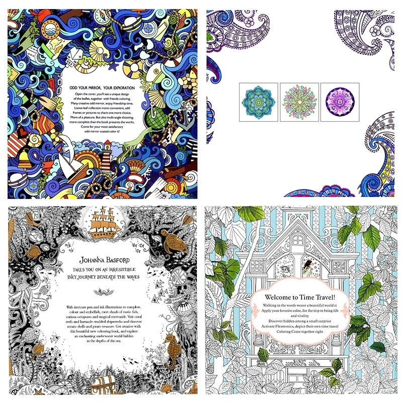 4pc 24 Page coloring book Enchanted Forest mandalas Animal kids Adult Coloring Books For adults Livre drawing/Art/colouring Book