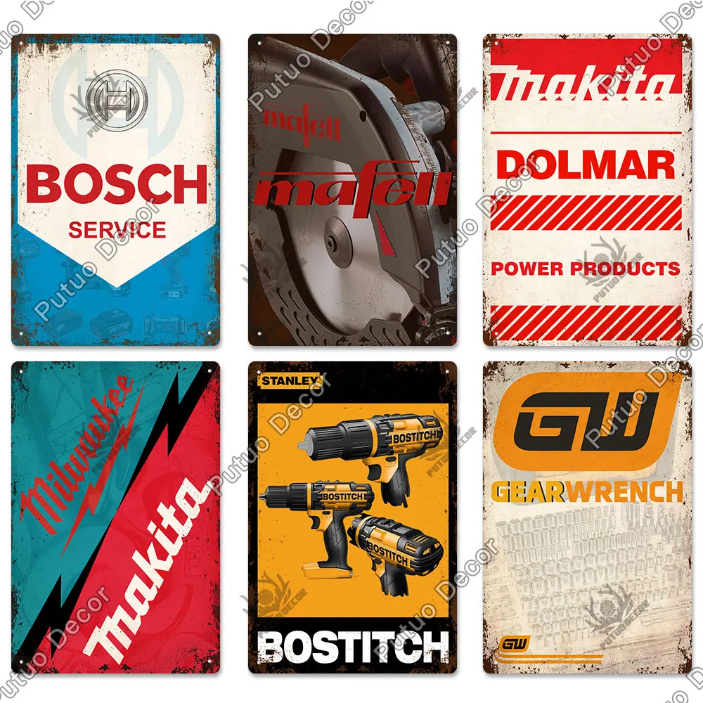 

Putuo Decor Electric Tool Brand Vintage Metal Sign Tin Sign Wall Decor Plaque Garage Man Cave Club Workshop Decoration