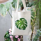 Полотняная женская сумка-тоут с банановыми листьями, модный большой экологически чистый многоразовый саквояж для покупок, складная дорожная Сумочка на плечо