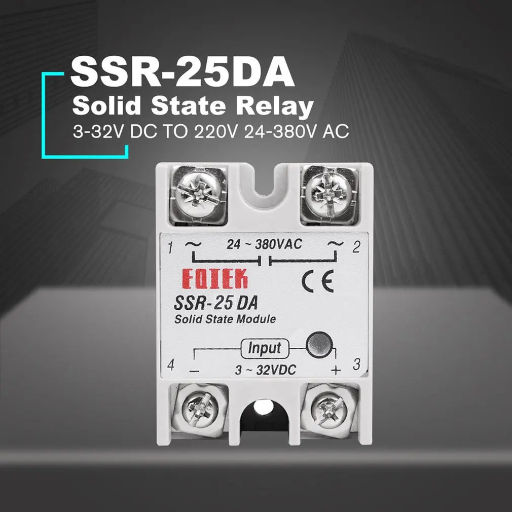 Твердотельное реле DC-AC 10A 25A 40A 60A 80A 100A 12V 3-32V DC TO 220V 24-380V AC нагрузка однофазный SSR для