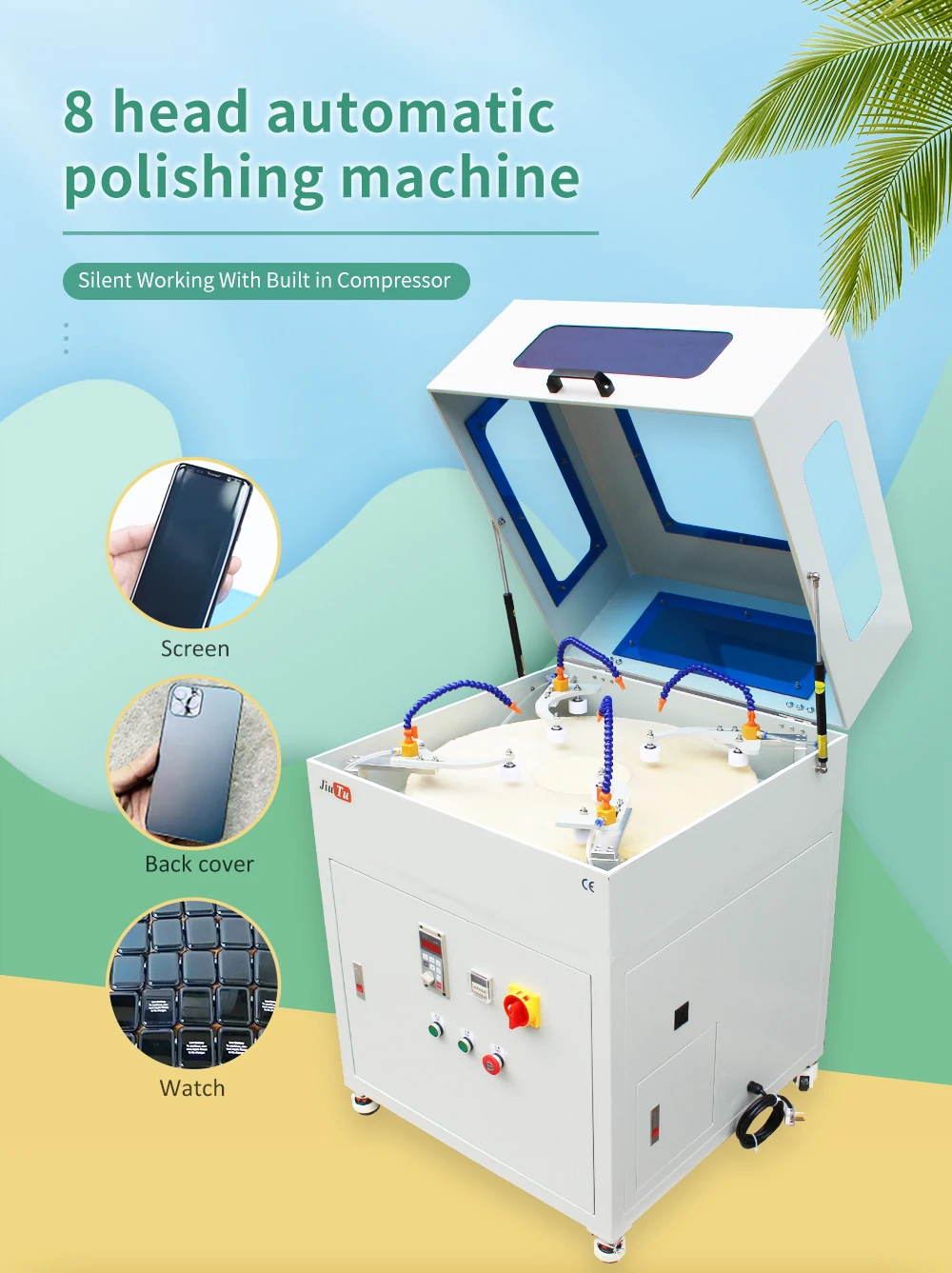 Polishing Machine 4 Slot 8 Head Working Station Grinding Sanding For iPhone Samsung Oneplus LG Huawei iWatch Refurbish