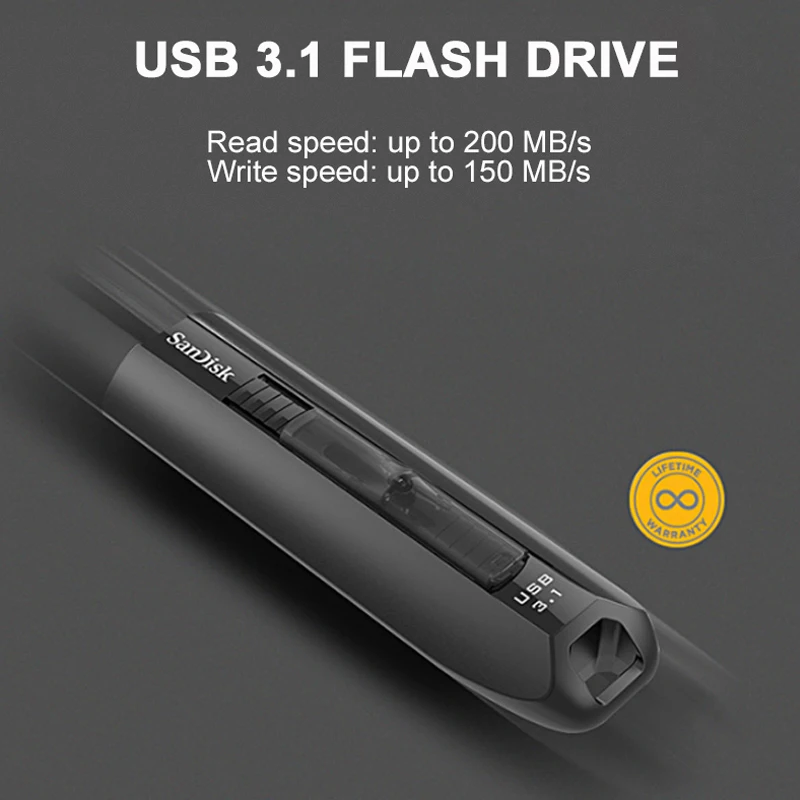 Оригинальный USB-флеш-накопитель SanDisk 64 ГБ 128 CZ800 USB выдвижная USB-флешка для ноутбука