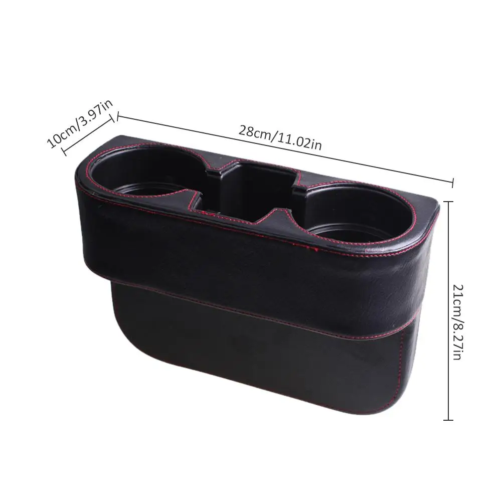 

1pc Black/Beige Car Seat Seam Wedge Mounting Cup Holder Food Drinking Bottle Stand Storage Box Vehicle Sundries Organizer