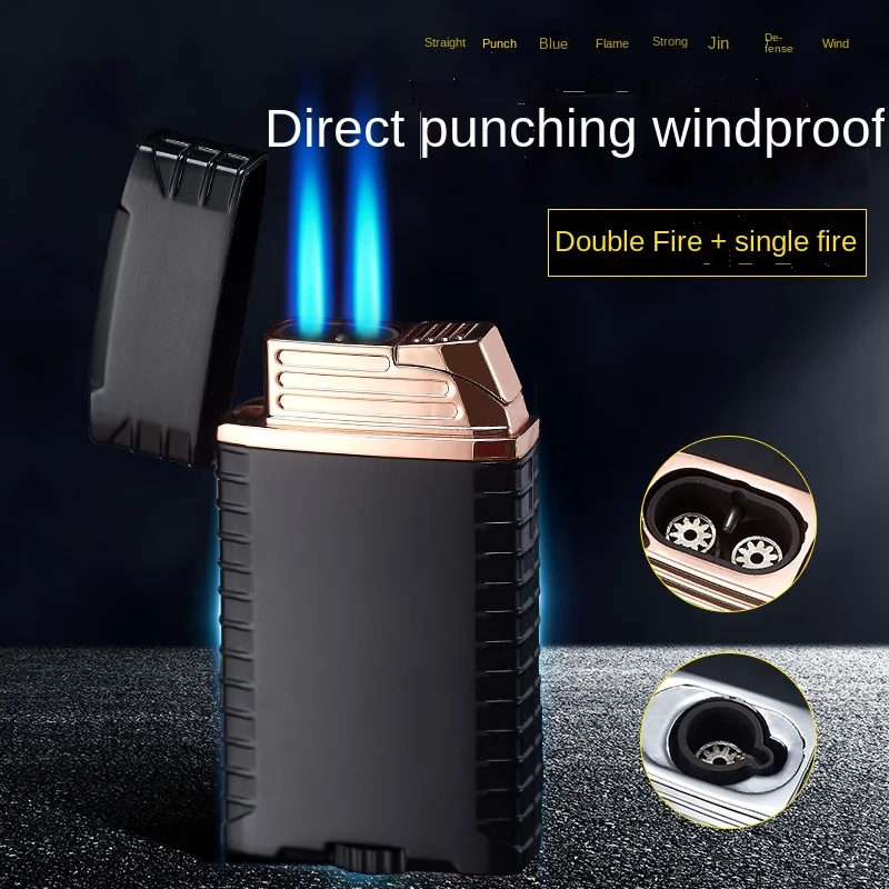 

Metal Lighter Double Straight Into The Net Celebrity Explosion Type Inflatable Lighter Smoke Accesoires