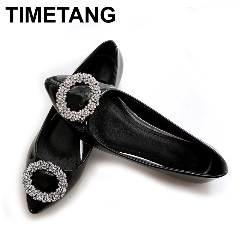 

TIMETANG сезон весна; Новинка; Женские тонкие туфли; Модная обувь с острым носком удобные из PU искусственной лакированной кожи PU, яркие цвета, же...