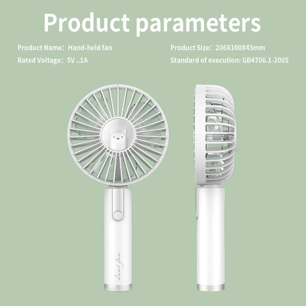 

Summer Portable Mini Fan 3 Speed Adjustable Fans USB Rechargeable Desk Handheld Air Conditioner Cooler Fan Outside Travel Artifa
