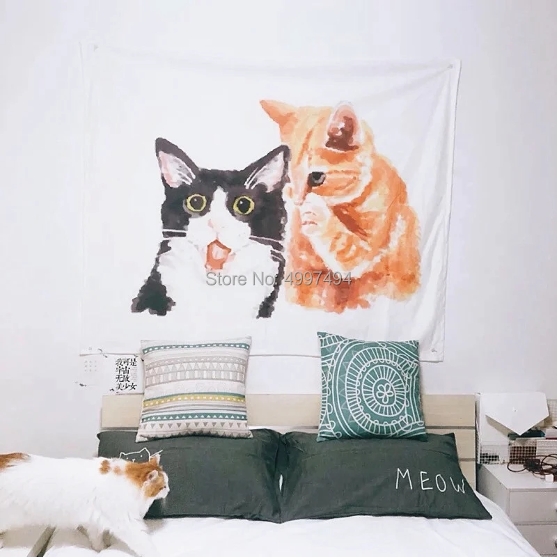 Loartee милый котенок говорящий гобелен мультфильм богемный теплый цвет Домашние