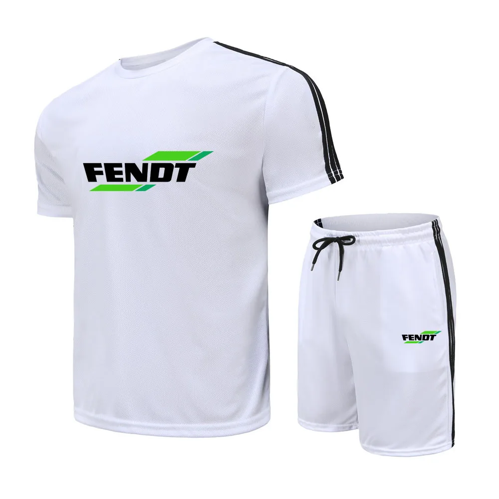 

Summer Men's Short-Sleeved Suit T-shirt FENDT Printed Three-Striped Straps Basketball Sportswear Brand Short-Sleeved Top