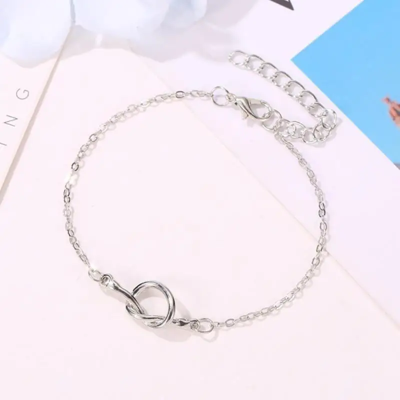 Новый модный металлический женский браслет с узлом стальной геометрический