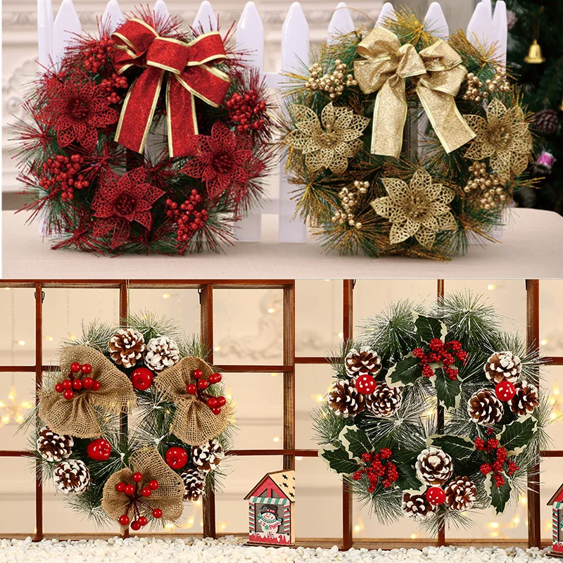 

Искусственный Рождественский венок, красочный красивый настенный, оконный, дверной венок для входной двери, украшение вечерние НКИ, товары ...