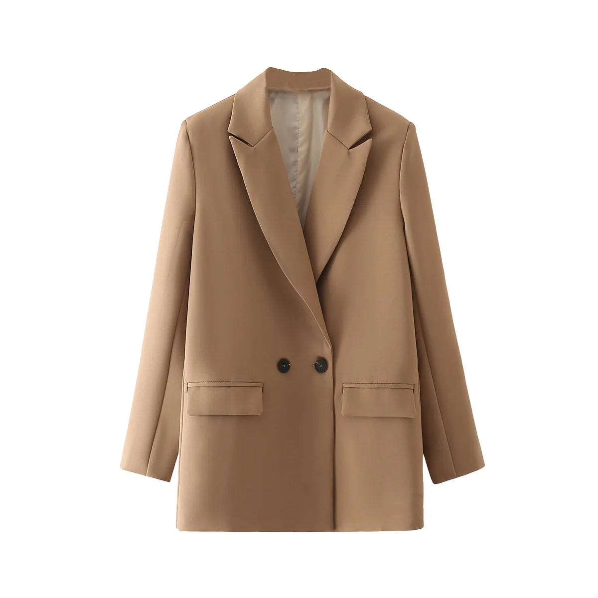 

Autumn Solid Color Elegant Blue Blazer Women Jacket Women's Korean Style Loose V-neck Long Sleeve Cardigan
