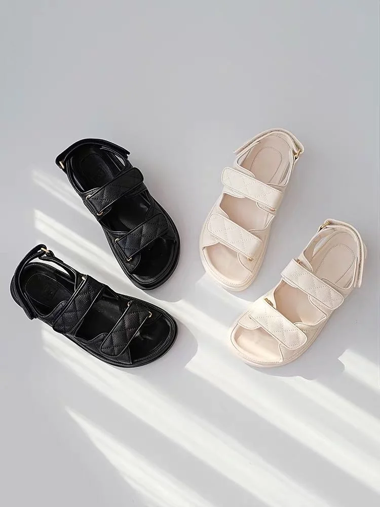 

2021 Size 35-41 Women's Sandals Fashion Brand Women's Shoes Genuine Leather Sandals For Woman Top Quality Leather Sandals